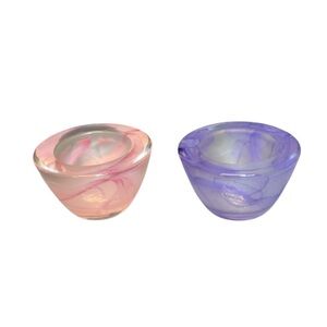 Set of Two Swirled Glass Candle Holders